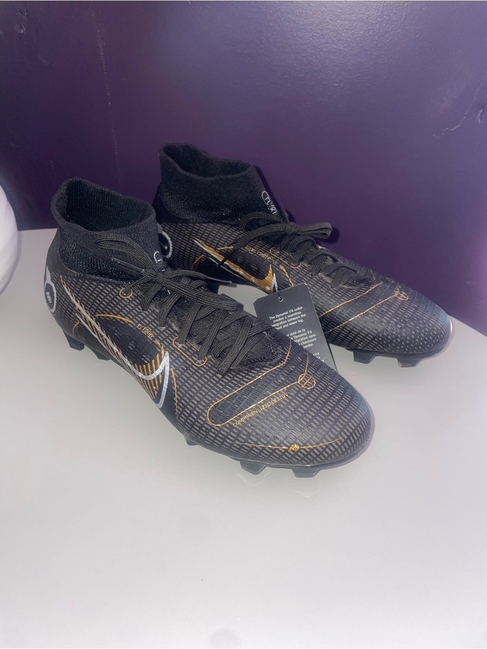 Nike kids Black and Gold Football Cleats